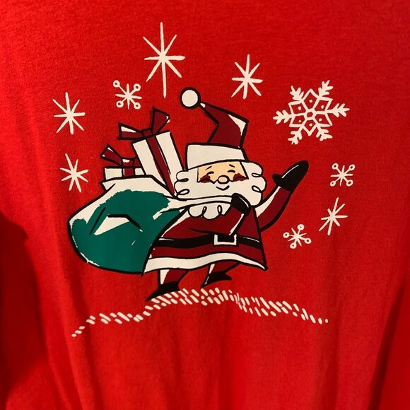 Jammies For Your Families Mens Long Sleeve Santa Shirt S Red 60% Cotton 40% Poly - Picture 2 of 8